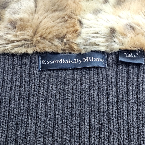 Essentials by Milano Brown Leopard Print Teddy Jacket - Picture 7 of 12